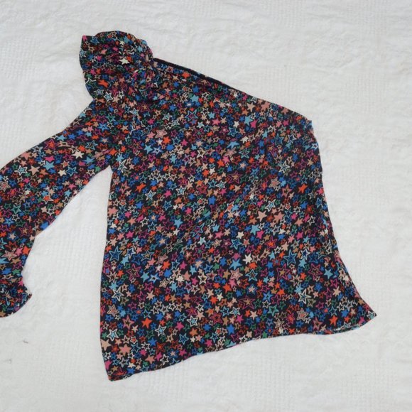 J. Crew Jacuzzi Sexy Girly One-Shoulder Top In Kaleidoscope Star Print N… - Picture 8 of 12